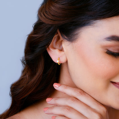 Gold Solitaire Hoop Diamond Earrings