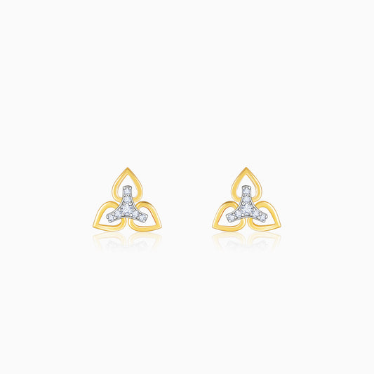 Gold Triple Floret Diamond Earrings