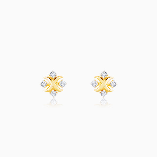 Gold Classic Charm Diamond Stud Earrings