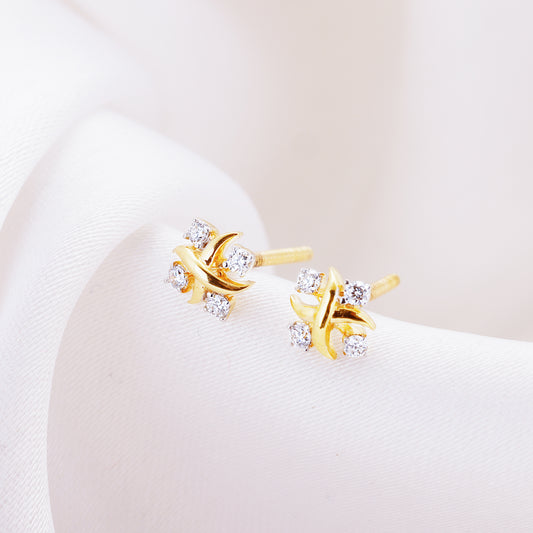 Gold Classic Charm Diamond Stud Earrings