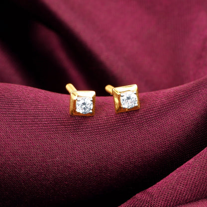 Gold Fair and Square Diamond Earrings