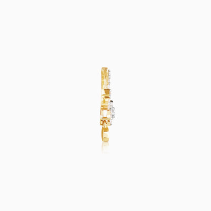 Gold Floral Dew Drop Diamond Nose Ring