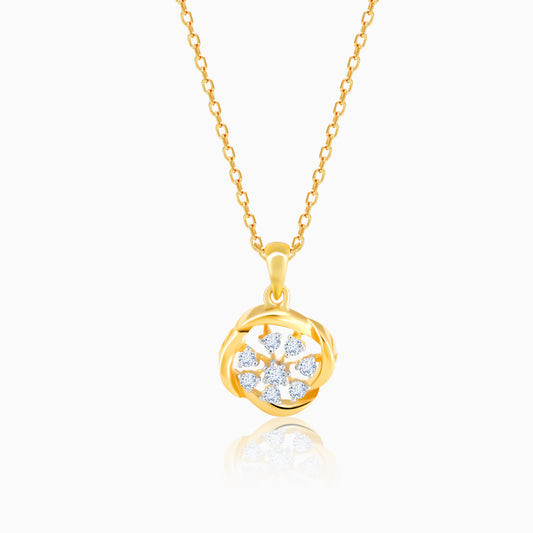 Gold Floral Wheel Diamond Pendant