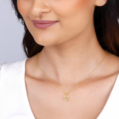 Gold Floral Wheel Diamond Pendant