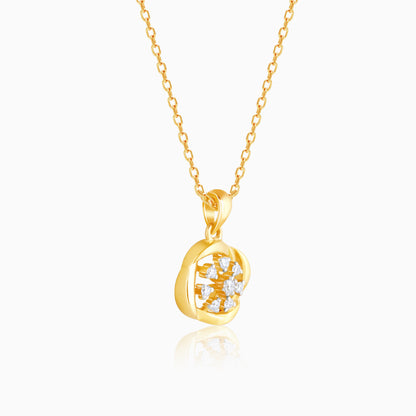 Gold Floral Wheel Diamond Pendant
