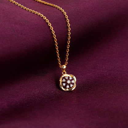 Gold Floral Wheel Diamond Pendant