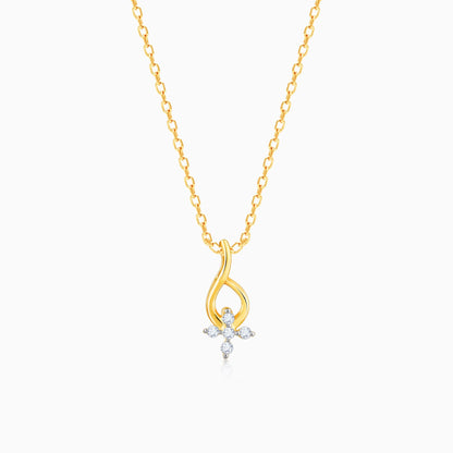 Gold Droplet Floral Diamond Pendant