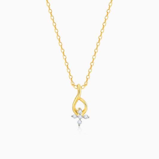 Gold Droplet Floral Diamond Pendant