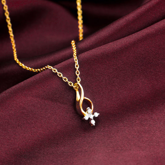 Gold Droplet Floral Diamond Pendant