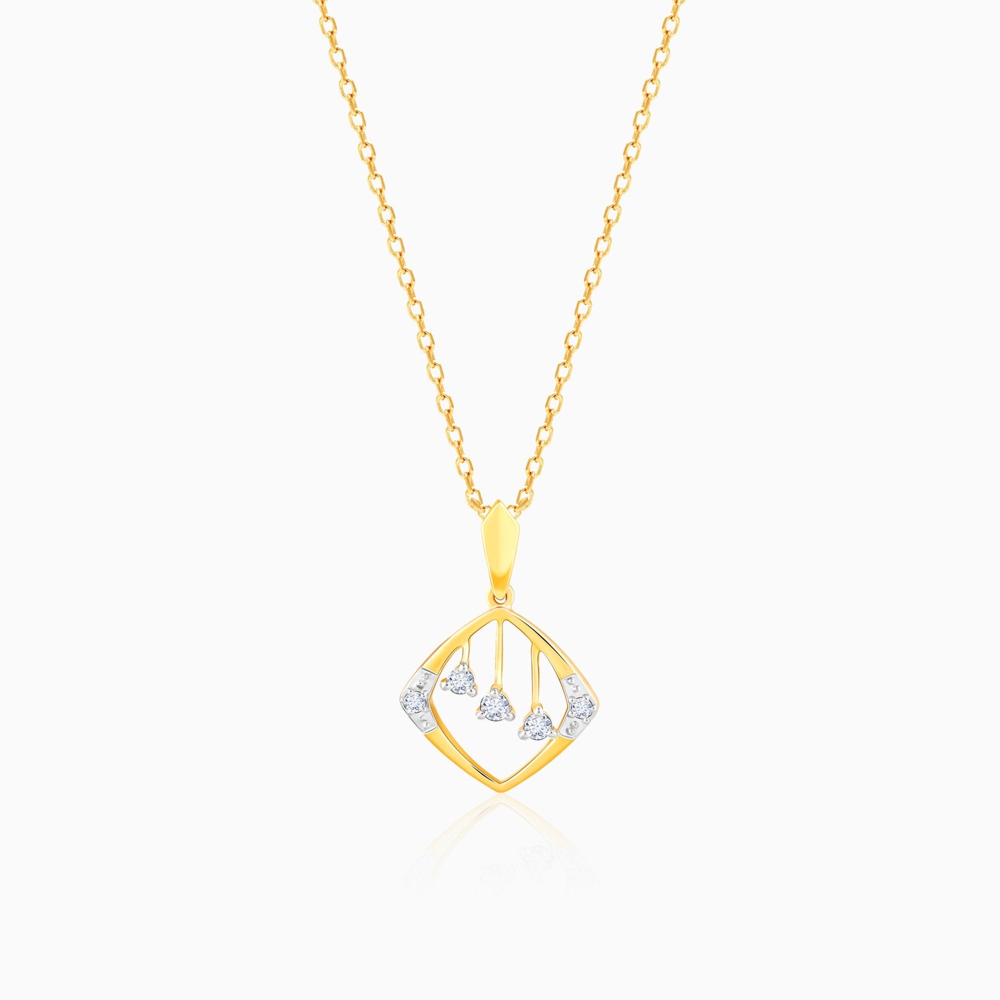 Gold Square Of Elegance Diamond Pendant