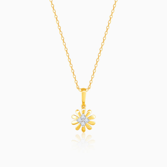 Gold Flower Diamond Pendant