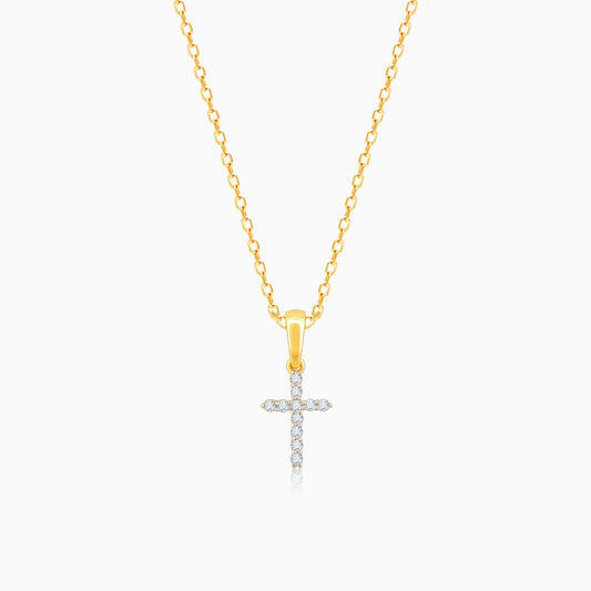Gold Holy Cross Diamond Pendant