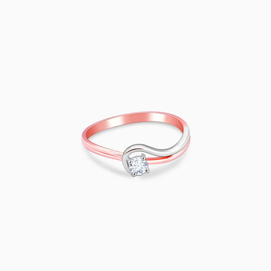 Rose Gold And White Gold Solitaire Diamond Ring