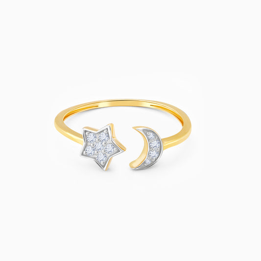 Gold Moon and Star Diamond Ring