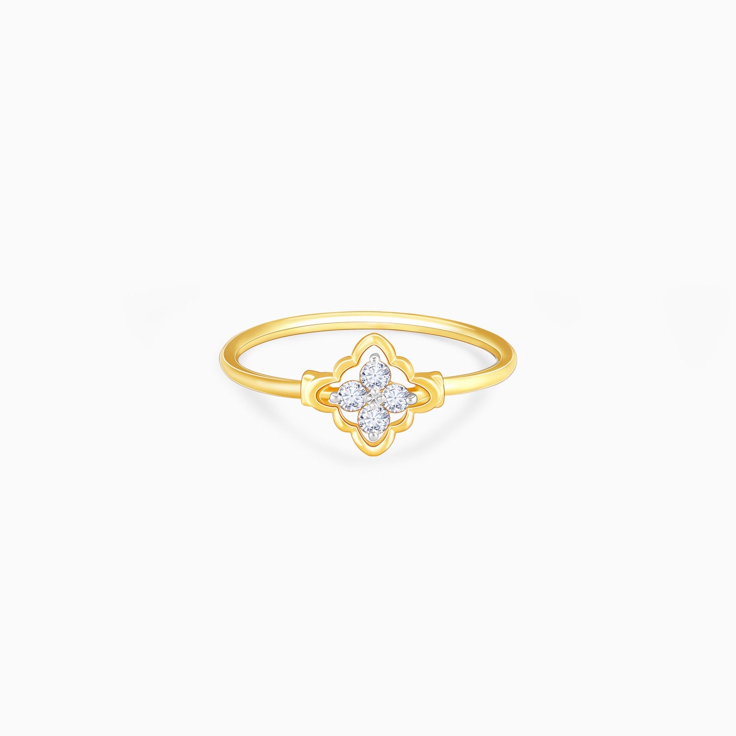 Gold Intricate Flower Diamond Ring