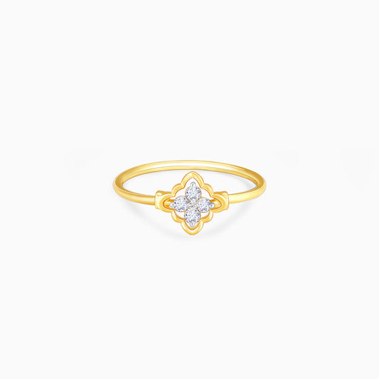 Gold Intricate Flower Diamond Ring
