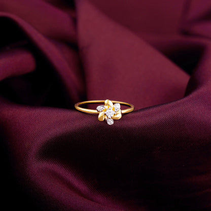 Gold Floral Swirl Diamond Ring