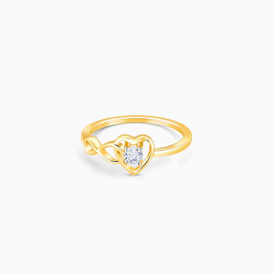 Gold Infinity Heart Solitaire Diamond Ring