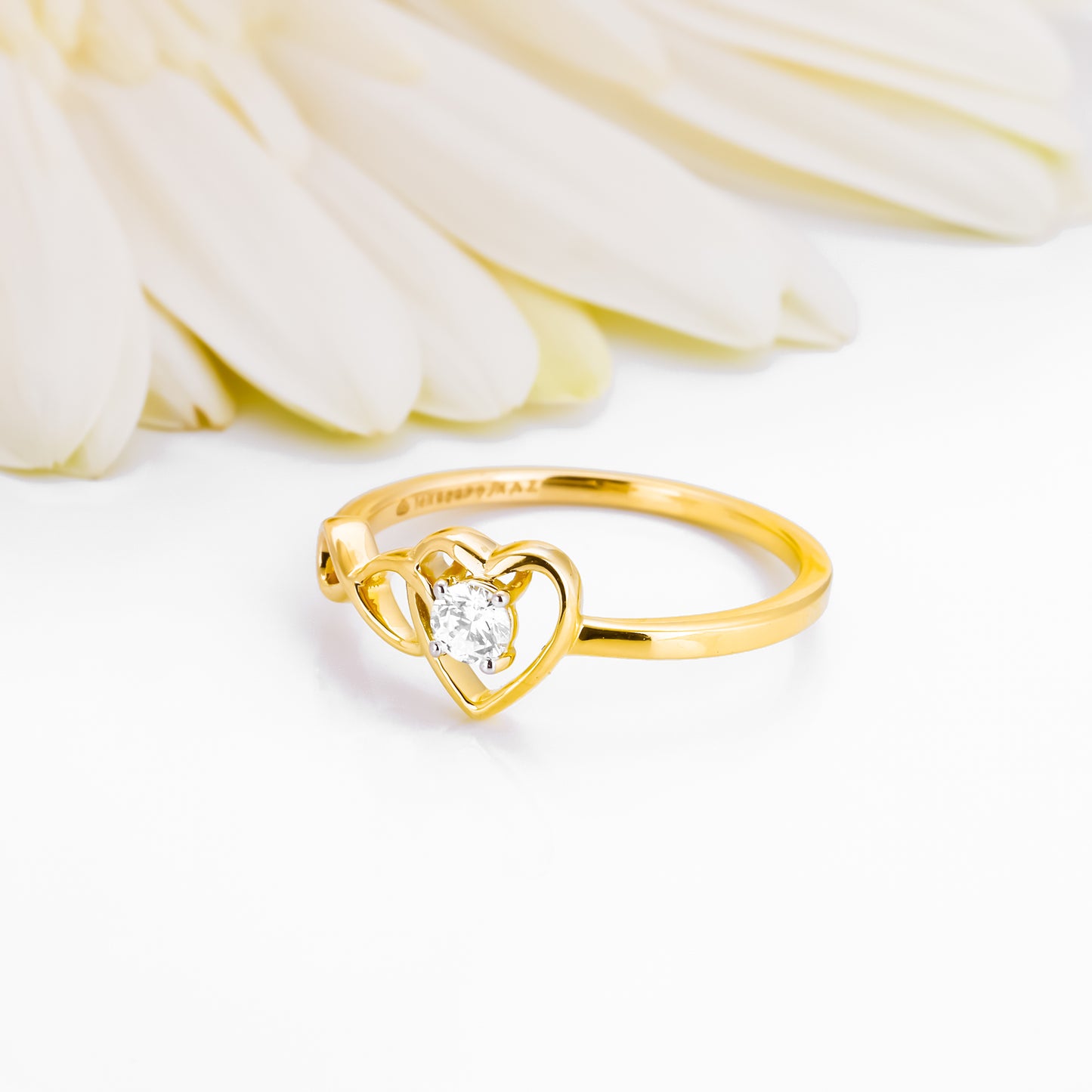 Gold Infinity Heart Solitaire Diamond Ring