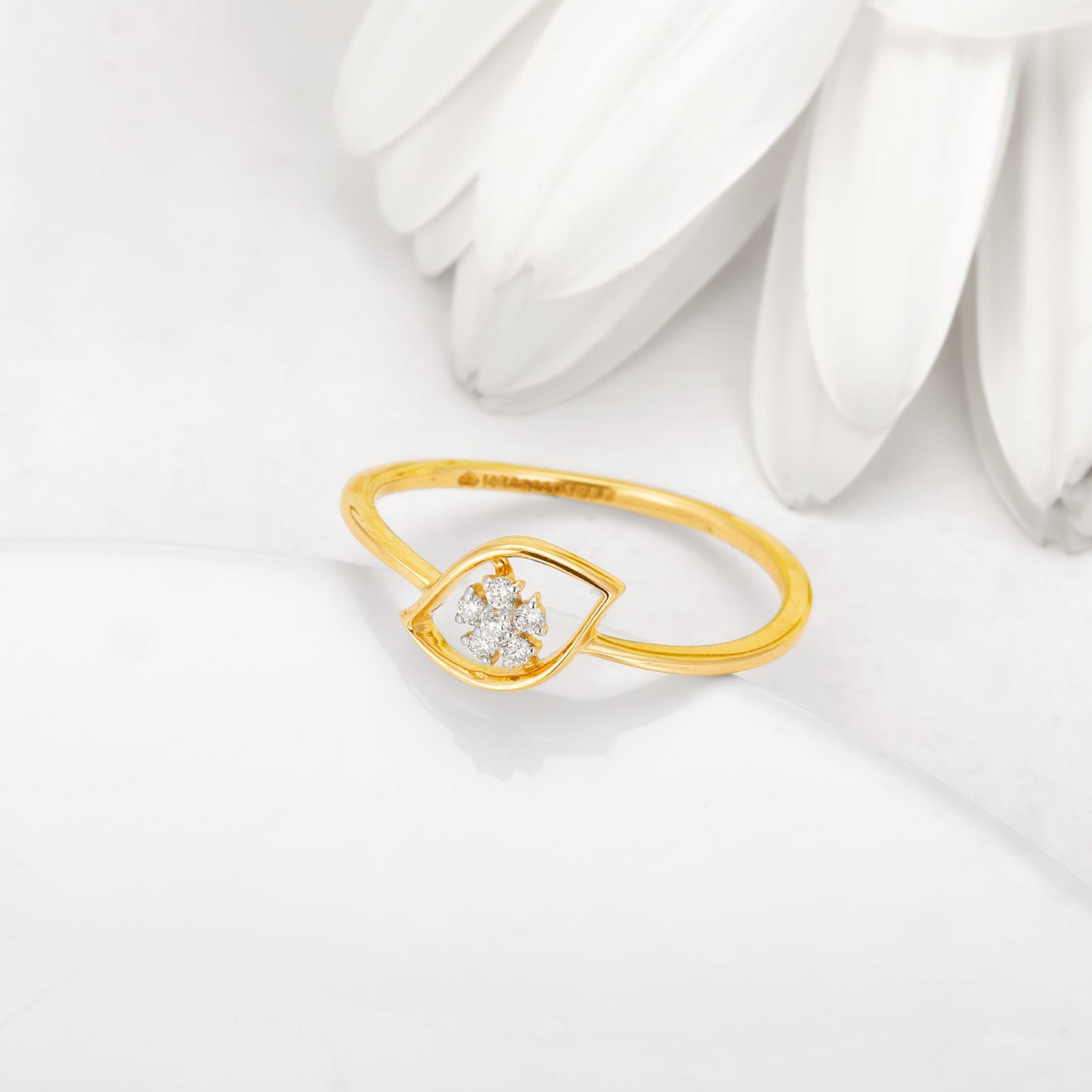 Gold Radiant Flower Diamond Ring