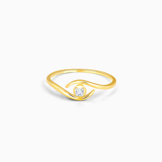 Gold Twined Curves Solitaire Diamond Ring