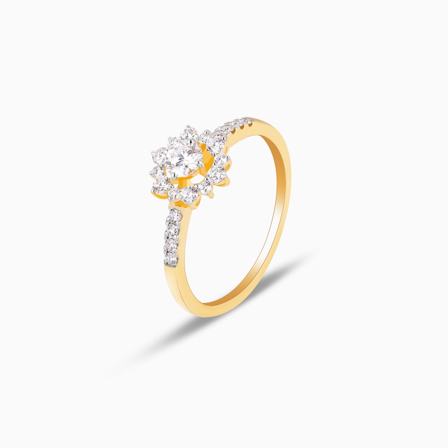 Gold Floral Statement Diamond Ring