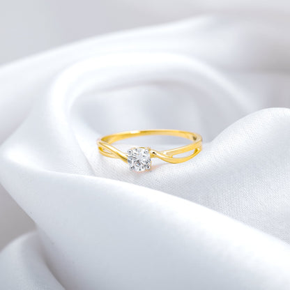 Gold Blushing Glow Solitaire Diamond Ring