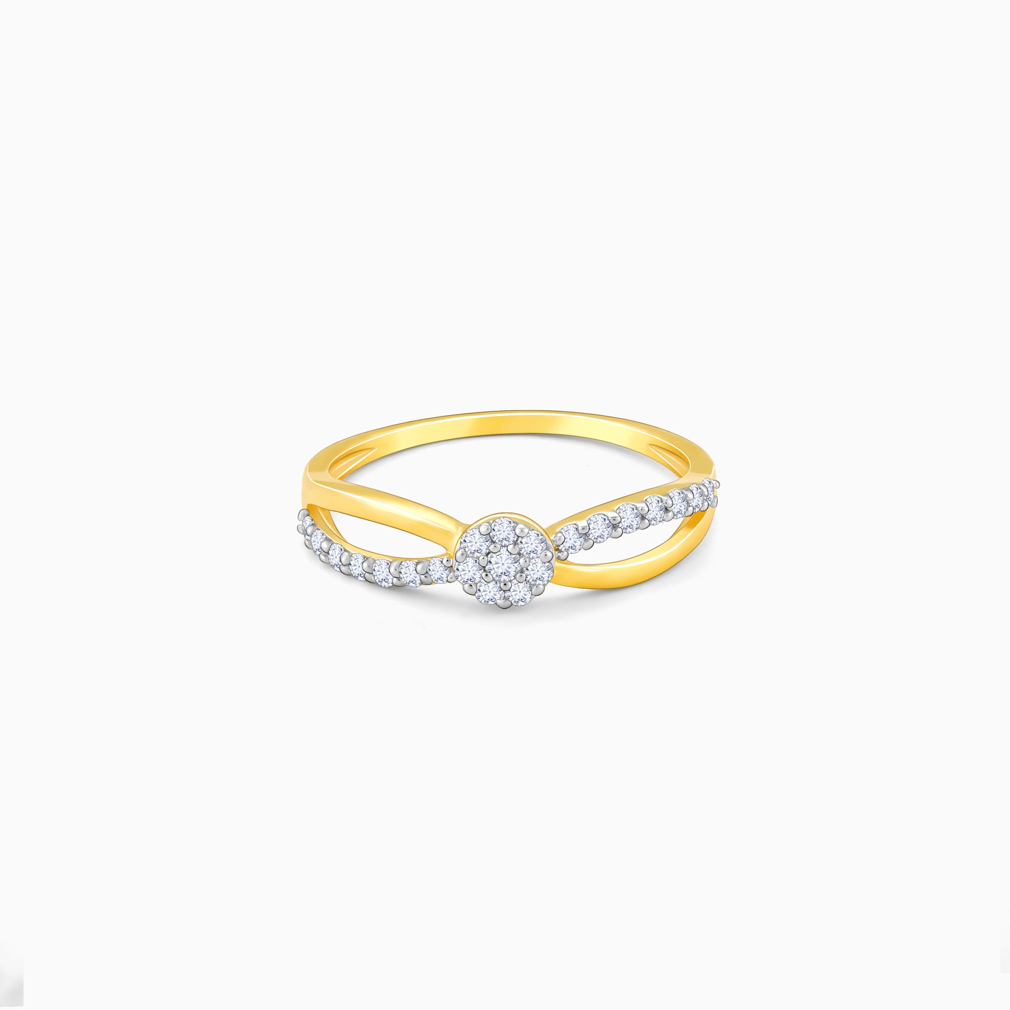Gold Intertwined Spark Diamond Ring - Image 1