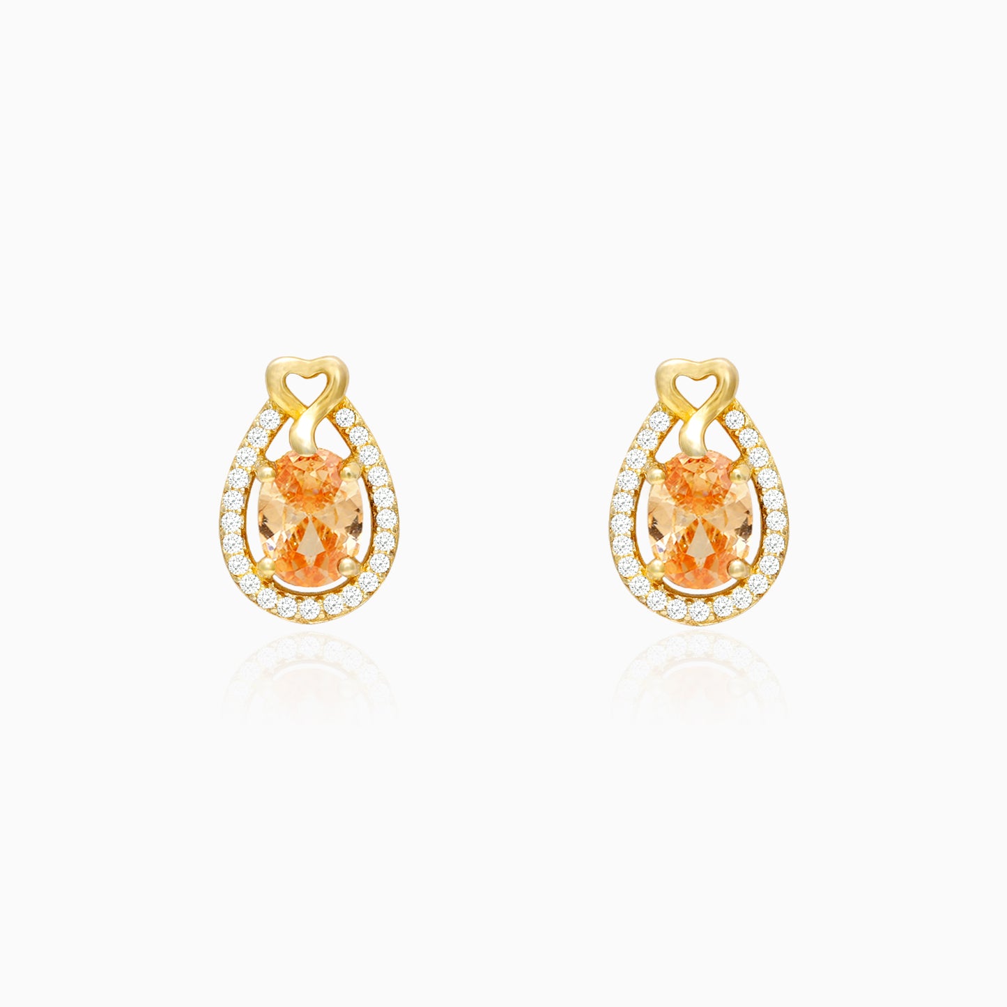 Golden Peach Tear Drop Earrings