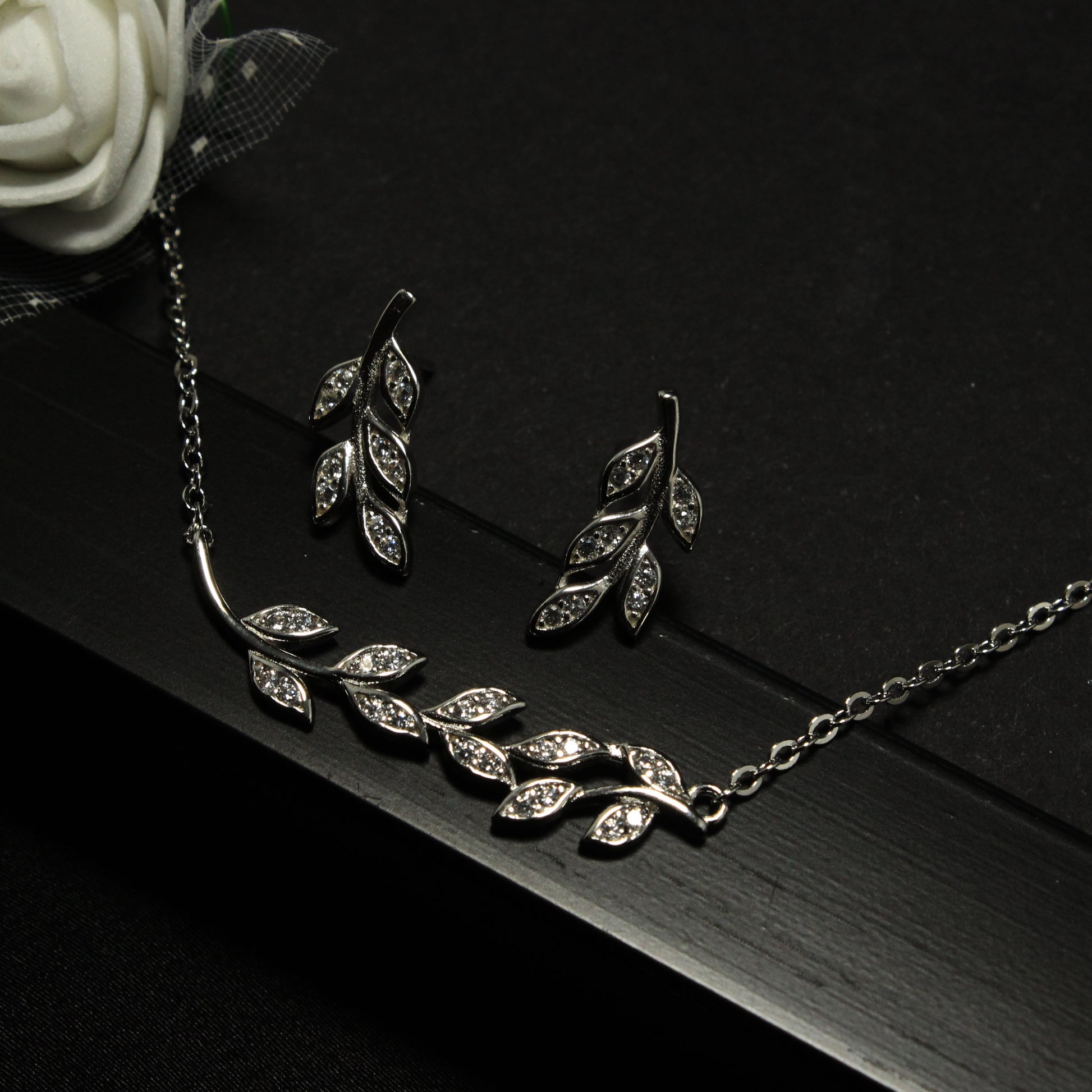 Silver Leaf Set-GIVA Jewellery