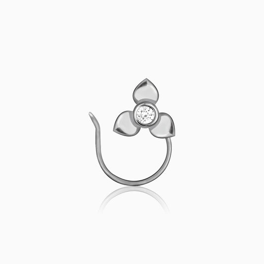 Silver Shiny Flower Nose Pin