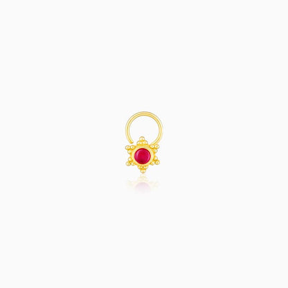 Golden Red Star Nose Pin