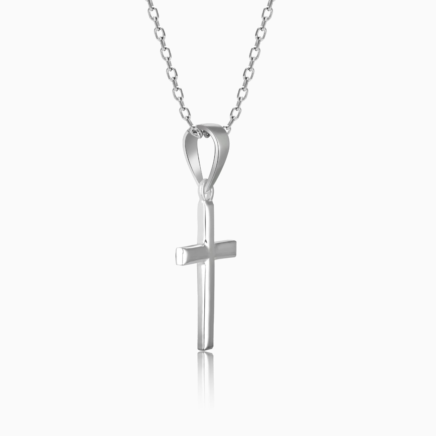 Silver Blessed Holy Cross Pendant with Link Chain