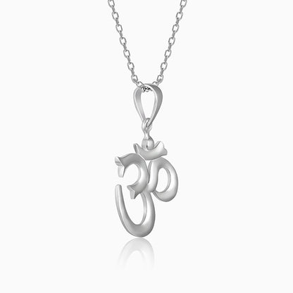 Silver Om Pendant with Link Chain