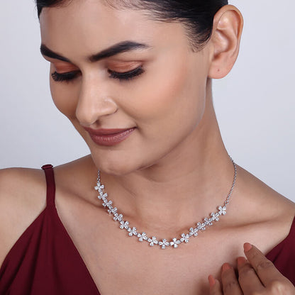 Silver Bedstraw Flower Necklace