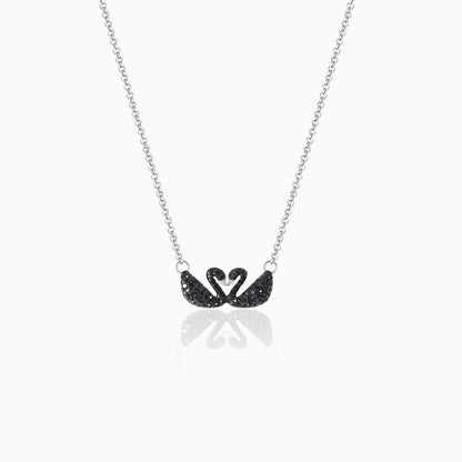 Silver Black Swan Necklace