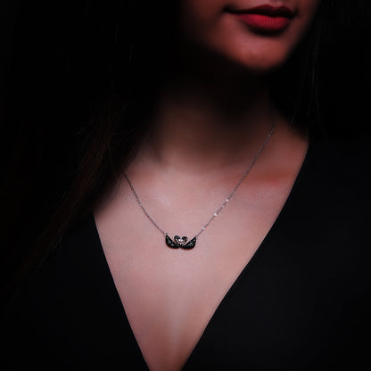 Silver Black Swan Necklace