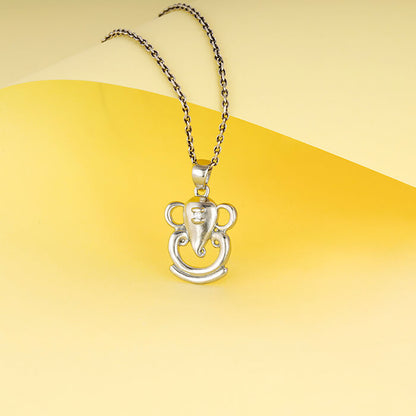 Silver Ganesha Pendant with Link Chain