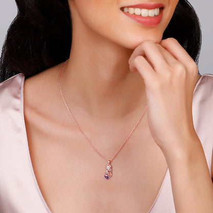 Rose Gold Exquisite Crocus Bloom Pendant with Link Chain