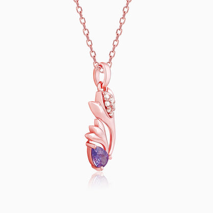 Rose Gold Exquisite Crocus Bloom Pendant with Link Chain