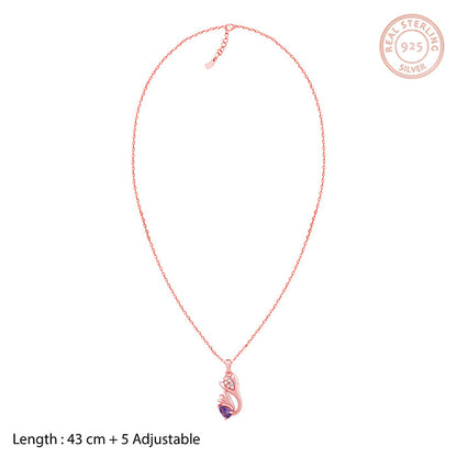 Rose Gold Exquisite Crocus Bloom Pendant with Link Chain
