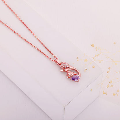 Rose Gold Exquisite Crocus Bloom Pendant with Link Chain