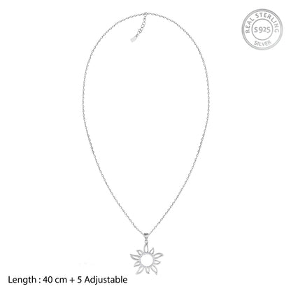 Silver Sunglade Pendant With Link Chain