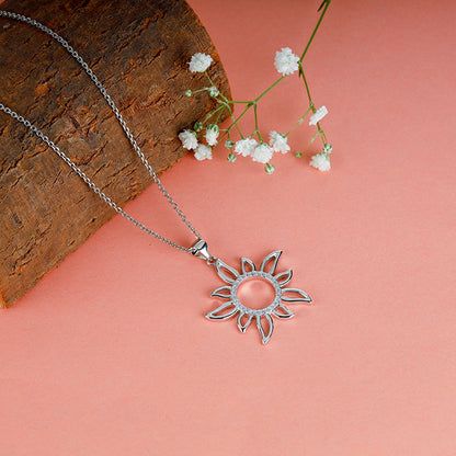 Silver Sunglade Pendant With Link Chain