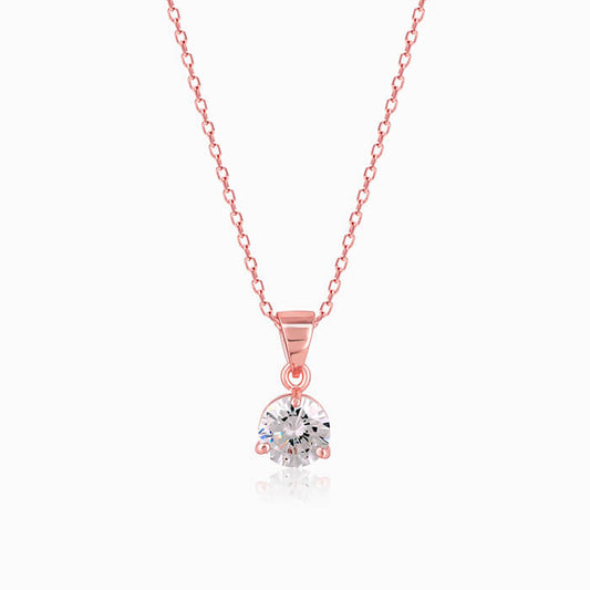 Rose Gold Classic Zircon Pendant with Link Chain
