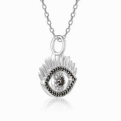 Silver Studded Eyelashes Pendant with Link Chain