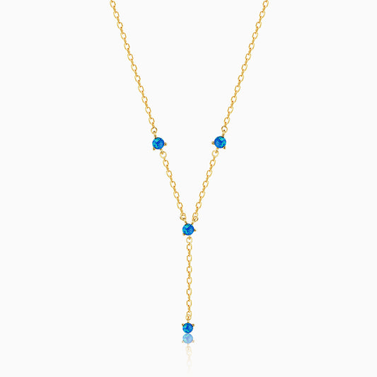 Golden Blue Y- Necklace