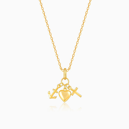 Golden Full of Charms Pendant with Link Chain