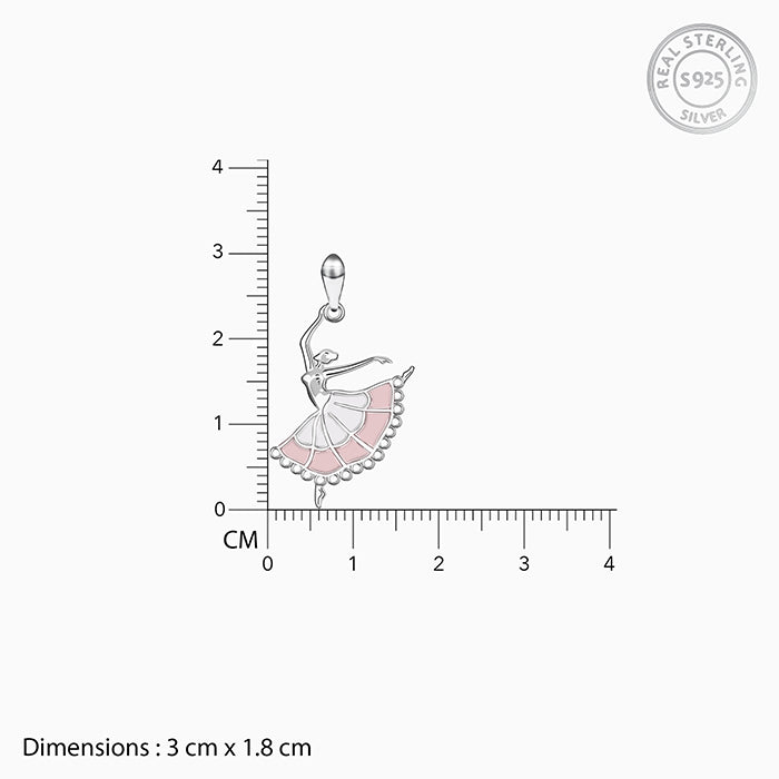 Silver Dancing Ballerina Pendant with Box Chain - Image 1
