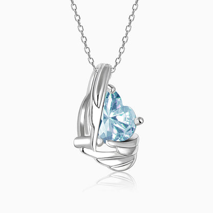 Silver Blue Angel Wings of Protection Necklace